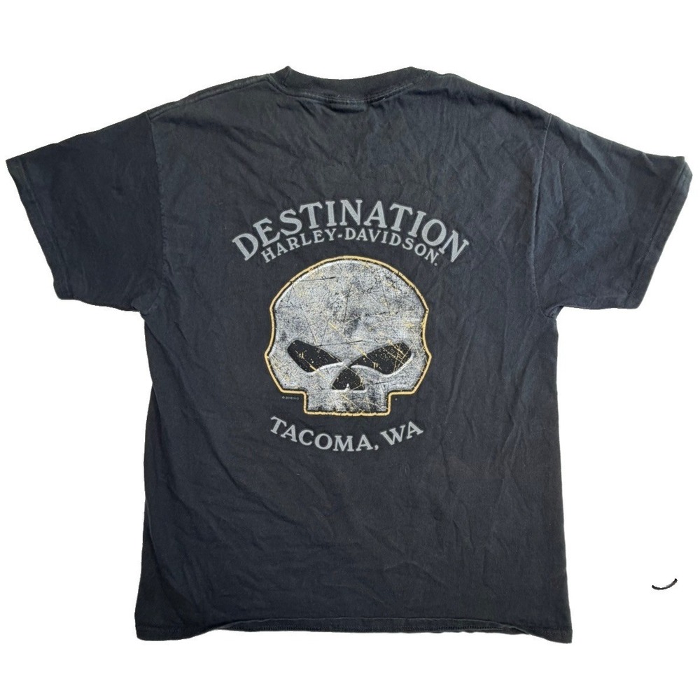 Harley-Davidson Skull Graphic T-Shirt Tacoma‎ WA Black Men's XL 2016